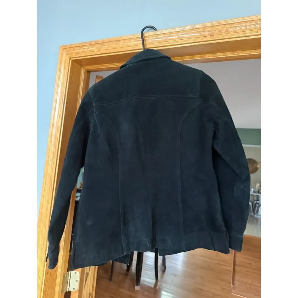 Wilson’s leather Maxima black‎ suede button jacket S